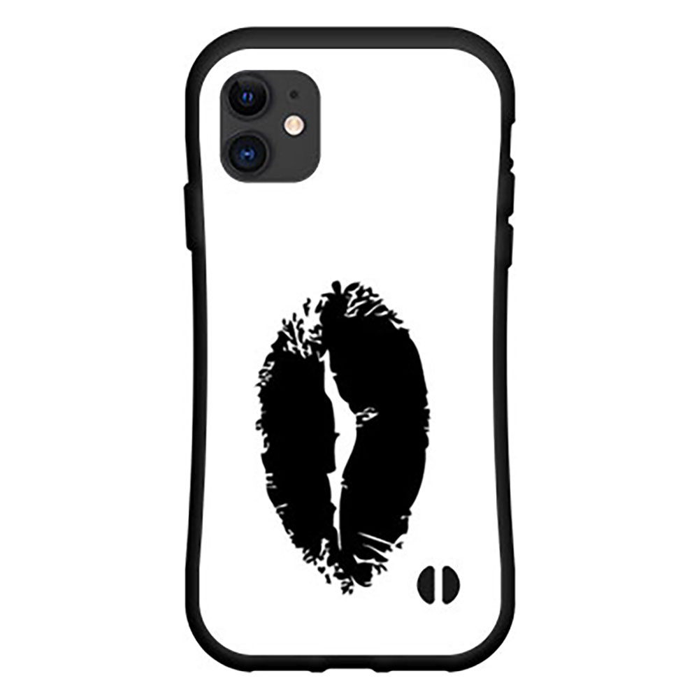 液晶保護ガラスフィルム付 iPhone 12アイフォン トゥエルブdocomo au SoftBank落としても割れにくい驚きの衝撃吸収力豊富なオリジナルデザイン耐衝撃 ハイブリッドケースリップ（ブラック×ホワイト）