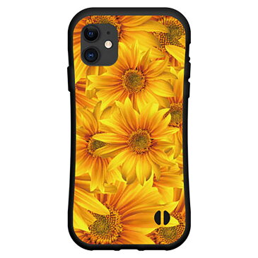 3D保護ガラスフィルム付 iPhone 11アイフォン イレブンdocomo au SoftBank落としても割れにくい驚きの衝撃吸収力豊富なオリジナルデザイン耐衝撃 ハイブリッドケースひまわり