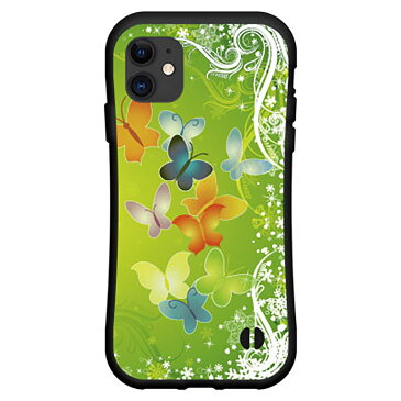 液晶保護ガラスフィルム付 iPhone 12 Pro Maxアイフォン トゥエルブ プロ マックスdocomo au SoftBank落としても割れにくい驚きの衝撃吸収力豊富なオリジナルデザイン耐衝撃 ハイブリッドケース彩り蝶