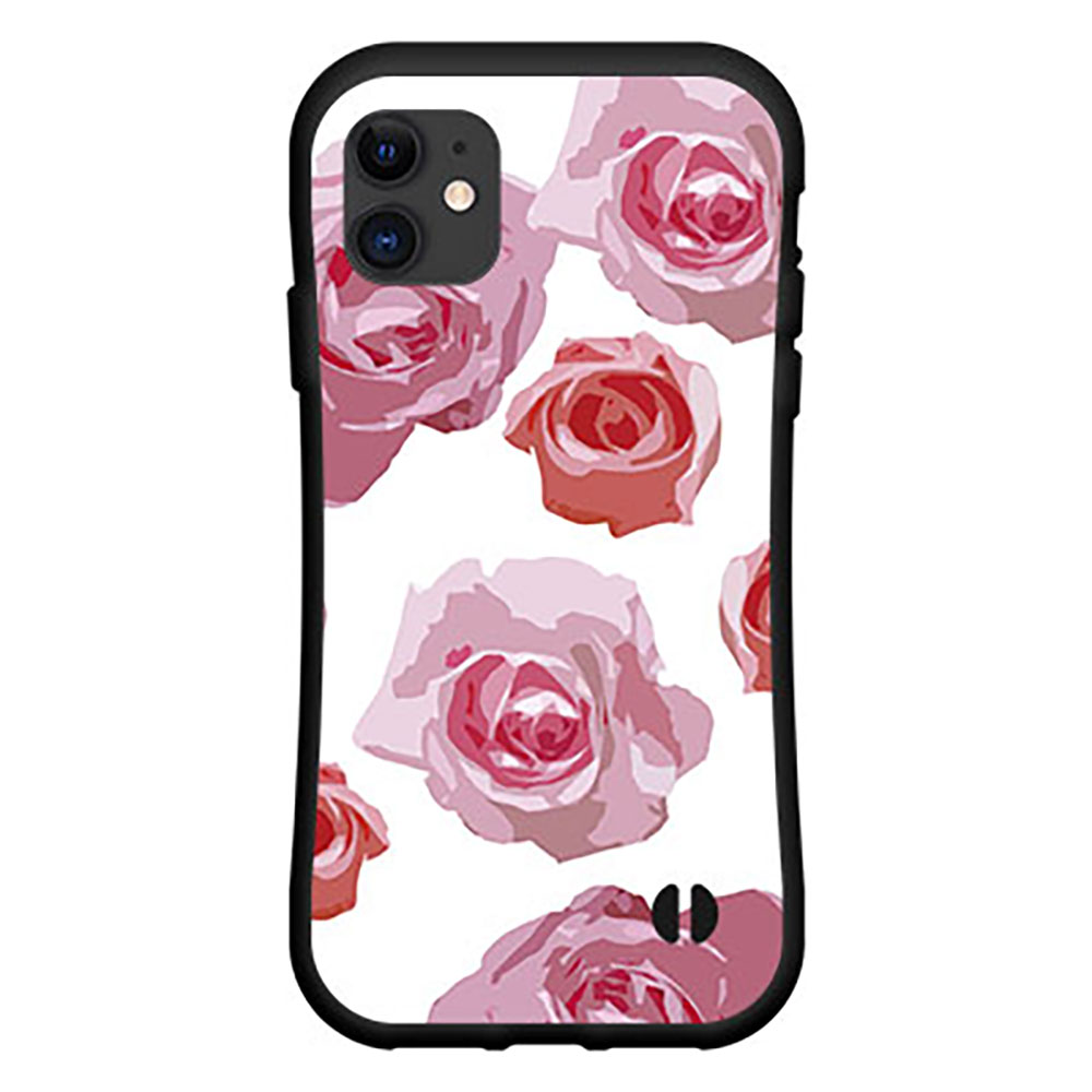 液晶保護ガラスフィルム付 iPhone 12 Pro Maxアイフォン トゥエルブ プロ マックスdocomo au SoftBank落としても割れにくい驚きの衝撃吸収力豊富なオリジナルデザイン耐衝撃 ハイブリッドケースピンクローズ (イラスト)