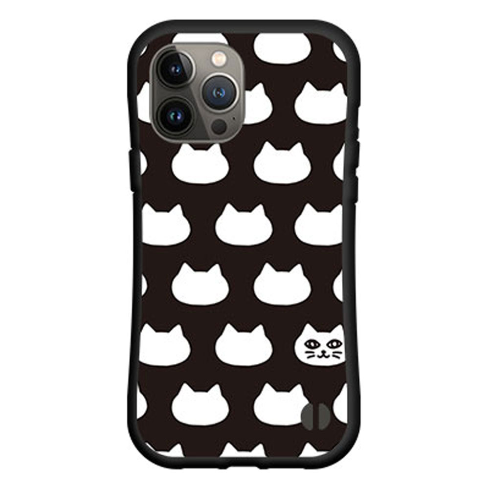iPhone 14 Proアイフォン フォーティーン プロdocomo au SoftBank落としても割れにくい驚きの衝撃吸収力豊富なオリジナルデザイン耐衝撃 ハイブリッドケース水玉キャット(ブラック）