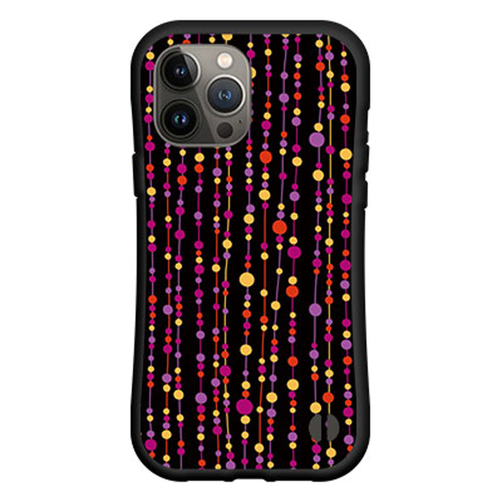 iPhone 14 Proアイフォン フォーティーン プロdocomo au SoftBank落としても割れにくい驚きの衝撃吸収力豊富なオリジナルデザイン耐衝撃 ハイブリッドケース水玉カーテン（黒×赤）