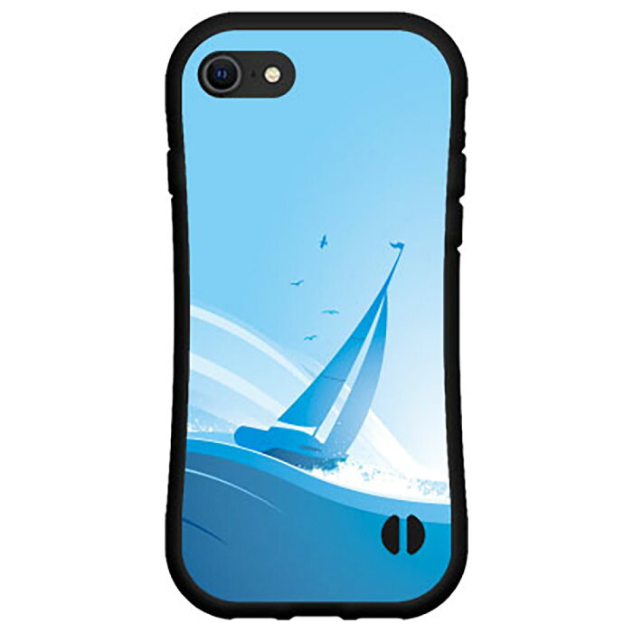 液晶保護フィルム付 iPhone 7アイフォン セブンdocomo au SoftBank落としても割れにくい驚きの衝撃吸収力豊富なオリジナルデザイン耐衝撃 ハイブリッドケース波とヨット