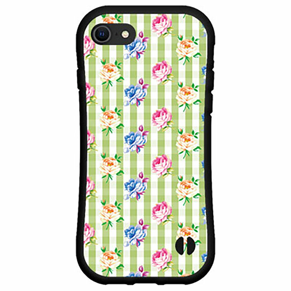 3D保護ガラスフィルム付 iPhone SE (第3世代)アイフォン エスイー 2022docomo au SoftBank 楽天モバイル落としても割れにくい驚きの衝撃吸収力豊富なオリジナルデザイン耐衝撃 ハイブリッドケースバラとグリーンチェック