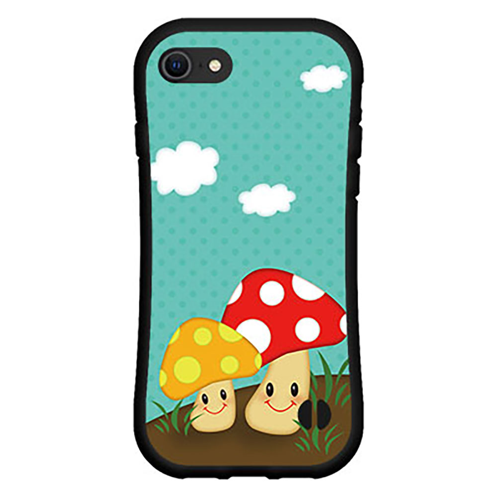 液晶保護フィルム付 iPhone SE (第2世代) アイフォン エスイー2020 SE2docomo au SoftBank落としても割れにくい驚きの衝撃吸収力豊富なオリジナルデザイン耐衝撃 ハイブリッドケースキノコさん