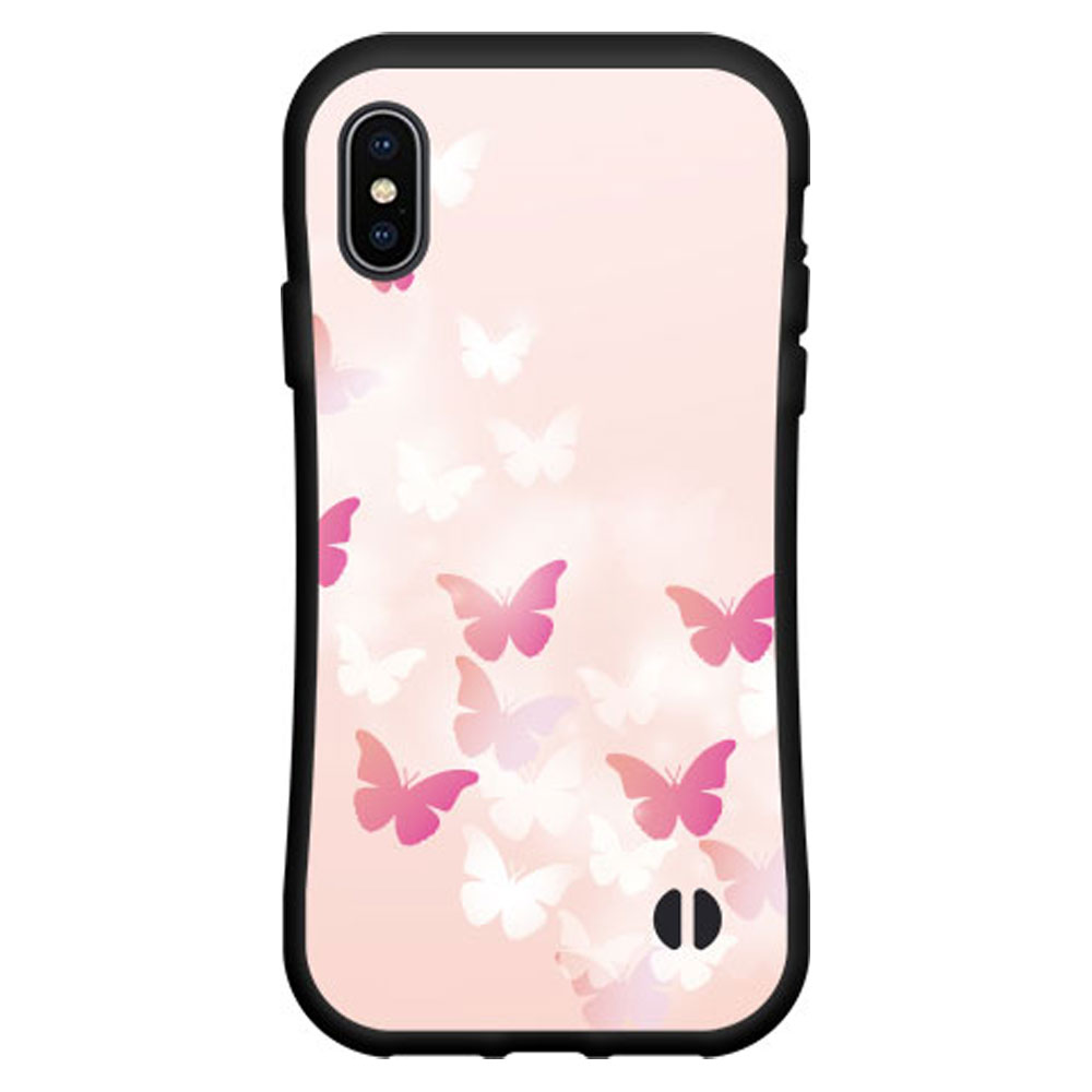 液晶保護フィルム付 iPhone Xアイフォン テンdocomo au SoftBank落としても割れにくい驚きの衝撃吸収力豊富なオリジナルデザイン耐衝撃 ハイブリッドケースButterfly(type002)