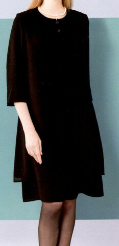 【取寄せ商品通常7-10日】ブラックフォーマル 夏 ウォッシャブル アンサンダンブル風ワンピースV2-79220 366-150