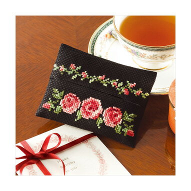 オリムパスししゅうキット 花刺しゅうの優しい小物　テッシュケース　バラ　9015