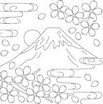 オリムパス刺し子　キット　花ふきん　富士山　　富士と桜 （白）　H-1012