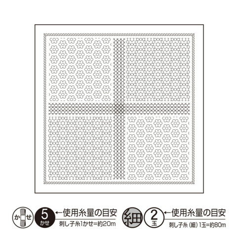 出来上がり寸法 約縦34cmx横34cm パック内容 ●晒木綿 説明書　●図案は布にプリント済み。仕立て済みではありません。　