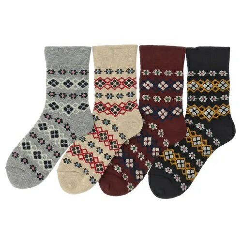 美容ソックス 靴下 ノルディック柄 同色2足入り 167-817