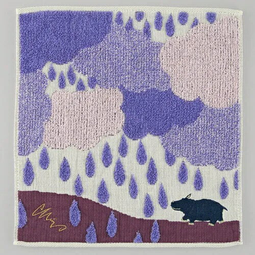 moritaMiW モリタミウ タオルハンカチ カバと静かな雨 1袋同色2枚入 108-044