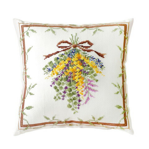 オリムパス ししゅうキット ミモザのスワッグブーケ クッション 6065