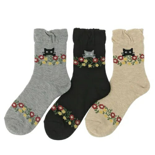 美容ソックス 靴下 猫柄 同色2足入り 167-635