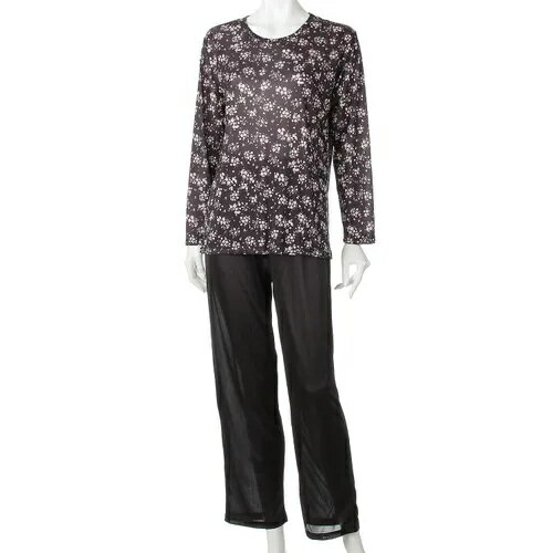 ジョワイユニュイ ポーチ付 携帯パジャマ プチフラワー柄パンツ無地 270-163