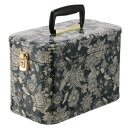 お化粧BOX メイクボックス トレンケース 30cm ブラックラインフラワー柄 525-657