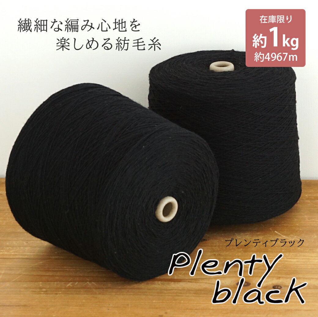【Z4123】プレンティ ブラック【約1kgコーン巻(約5000m)】毛 毛糸ZAKKAストアーズまとめ買い 在庫限り 色番限定