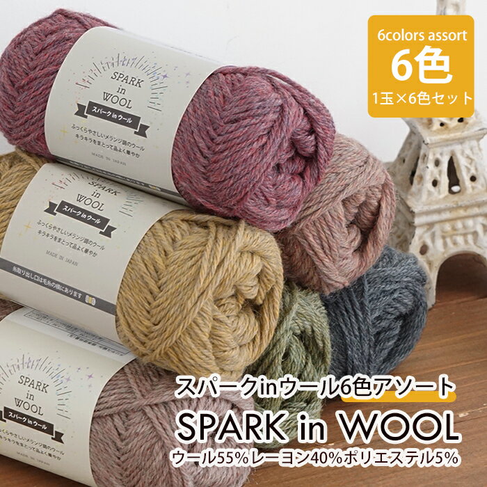 【6017F-SET】スパーク in ウール【6色アソートパック】並太 毛糸zakkaストアーズ/まとめ買い/アウトレット (返品不可)のサムネイル