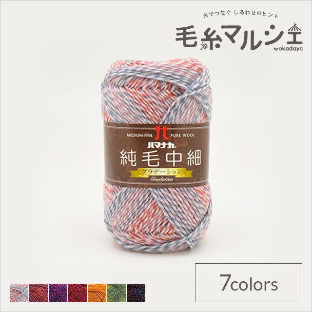 毛糸 ハマナカ 純毛中細 グラデーション 色番102 06Co99_