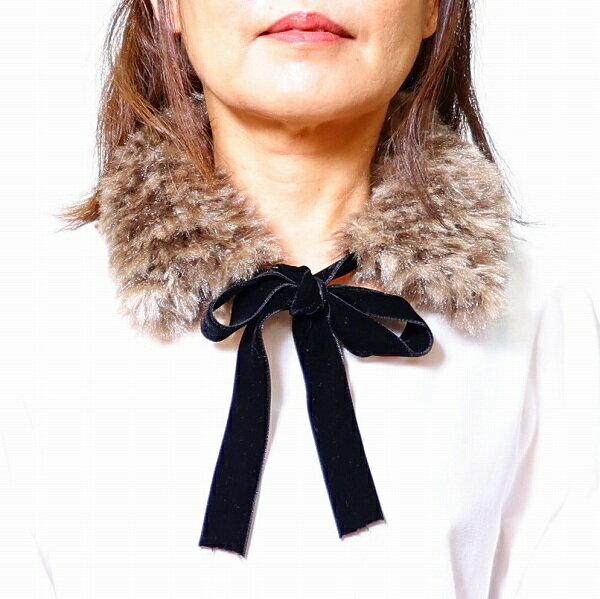 ダイヤポッシュで編むつけ衿の編み物キットフェイクファーティペット【あみものキット/棒針編みキット/..