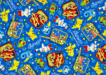 ポケモンキルト ブルー【ポケットモンスターキャラクター生地/切売り/キルティング/男の子/入園入学/レッスンバッグ/シューズケース】
