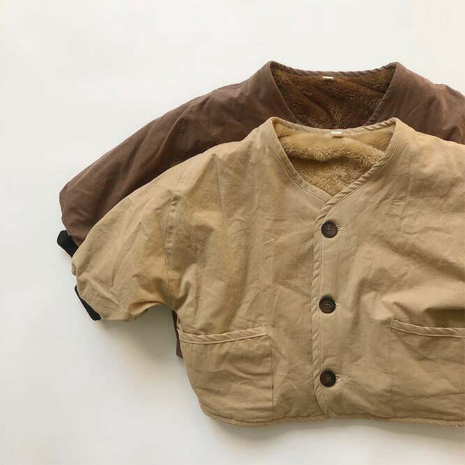 内側ボア ジャケット コート トップス くすみカラー 男女兼用 キッズ服 ベビー服 ...