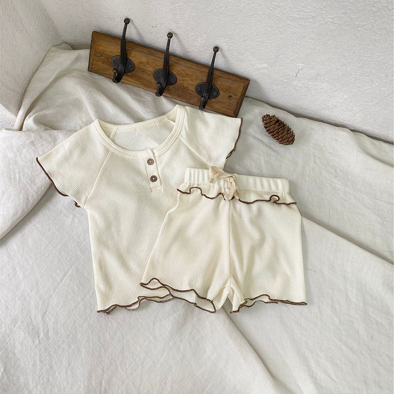 ワッフル地　半袖トップス＆パンツ セットアップ ベビー服 子供服 73cm/80cm/90cm/100cm【予約商品】【納期2週間程度】