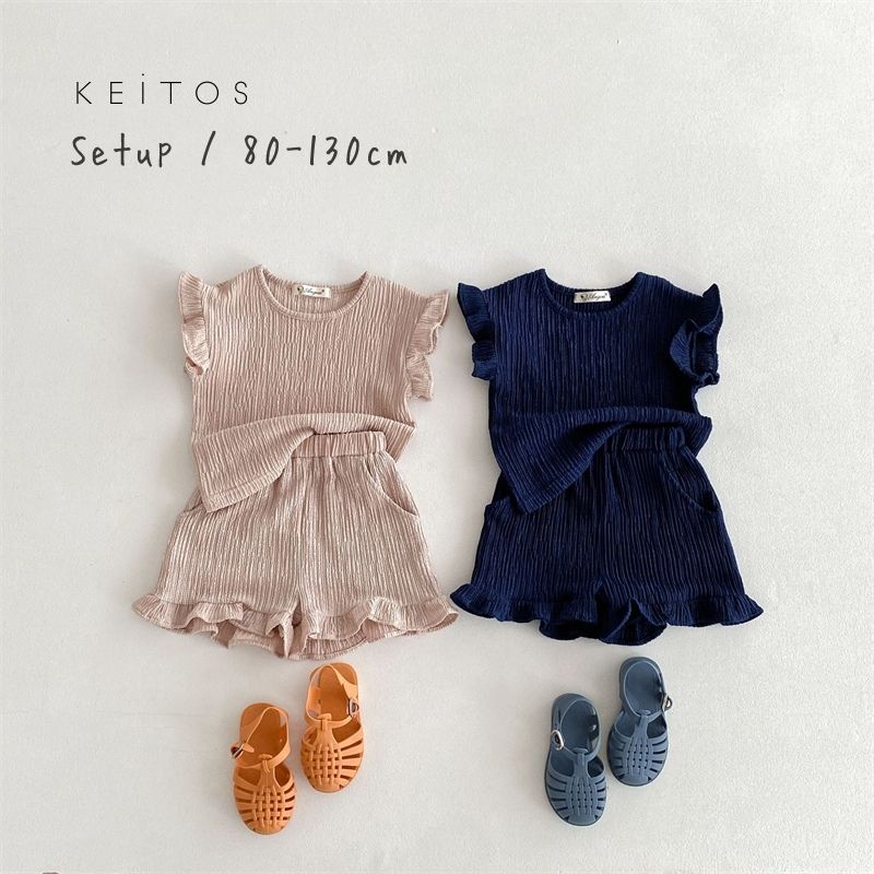 Rakuten - フリル 半袖 トップス＆パンツ セットアップ ベビー服 子供服 80cm/90cm/100cm/110cm/120cm/130cm【予約商品】【納期2週間程度】
