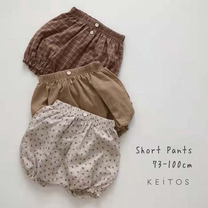 子供用 ショートパンツ ホットパンツ かぼちゃパンツ 短パン パンツ ボトムス ベビー服 子供服 73cm/80cm/90cm/100cm【予約商品】【納期2週間程度】