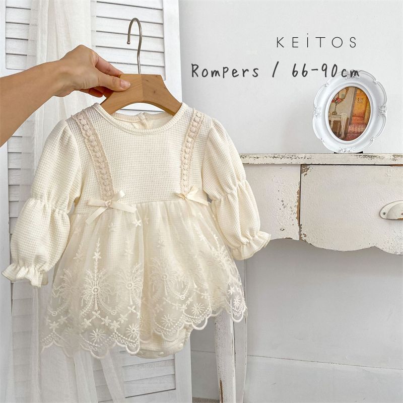 Rakuten - ワッフル フェイクレイヤード 長袖 ベビーロンパース 子供服 ベビー服 66cm/73cm/80cm/90cm【予約商品】【納期7～14日程度】
