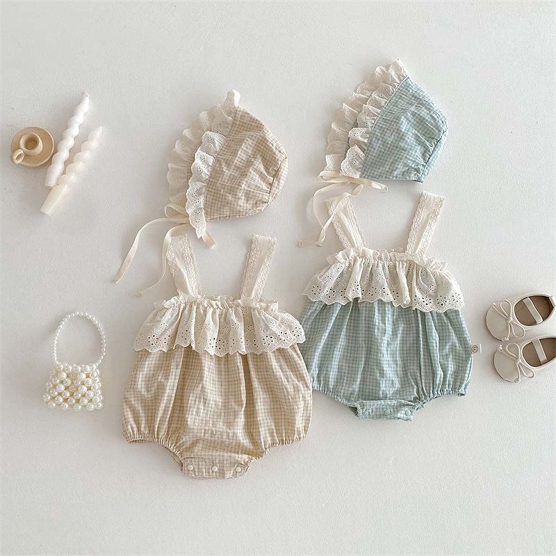 Rakuten - 帽子付き レース ロンパース 女の子 ベビー服 子供服 73cm/80cm/90cm/100cm【予約商品】【納期7～10日程度】