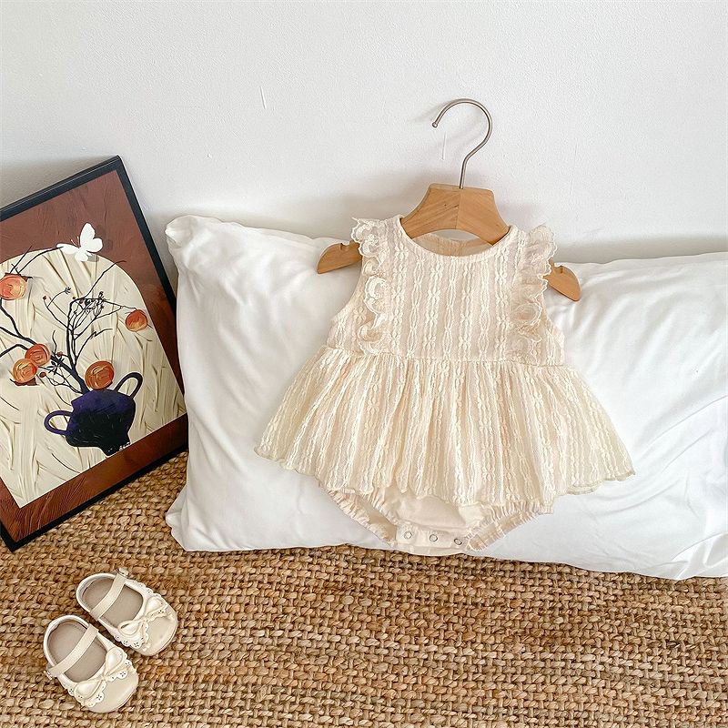 刺繍 レース ロンパース ベビー服 子供服 66cm/73cm/80cm/90cm【予約商品】【納期7～10日程度】