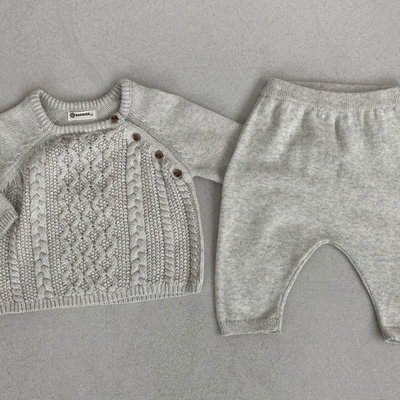 長袖 ケーブル編み ニット パンツ セットアップ 2点セット セーター カジュアル ベビー服 子供服 66cm/73cm/80cm/90cm【予約商品】【納期2...