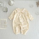 長袖 ペタル襟 ロンパース カバーオール カジュアル ベビー服 子供服 66cm/73cm/80cm/90cm/100cm【予約商品】【納期2〜3週間程度】(4)