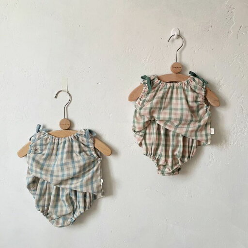 チェック柄 トップス ショートパンツ セットアップ 2点セット ノースリーブ カジュアル ベビー服 子供服 66cm/73cm/80cm/90cm【予約商品】 チェック柄 トップス ショートパンツ セットアップ 2点セット ノースリーブ カジュアル ベビー服 子供服 66cm/73cm/80cm/90cm【予約商品】