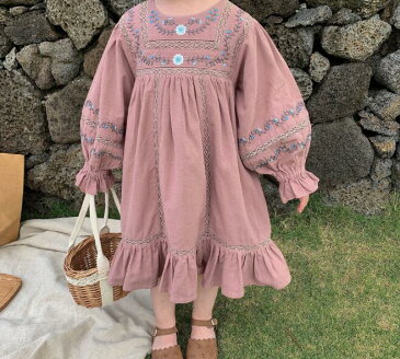 【即納】2021春夏 刺繍ワンピース カジュアル 女の子 ベビー服 子供服 2色80cm/90cm/100cm/110cm/120cm/130cm