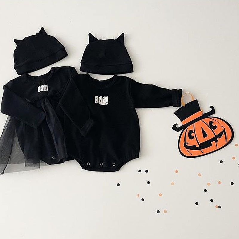 乐天商城 - ハロウィン おばけ ベビーロンパース カバーオール 子供服 ベビー服 Halloween 66cm/73cm/80cm/90cm【予約商品】【納期7～14日程度】