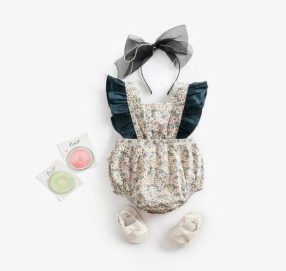 Rakuten - 袖フリル ベビーロンパース　女の子　ロンパース　子供服 ベビー服 60cm/70cm/80cm/90cm/100cm【予約商品】【納期2週間前後】