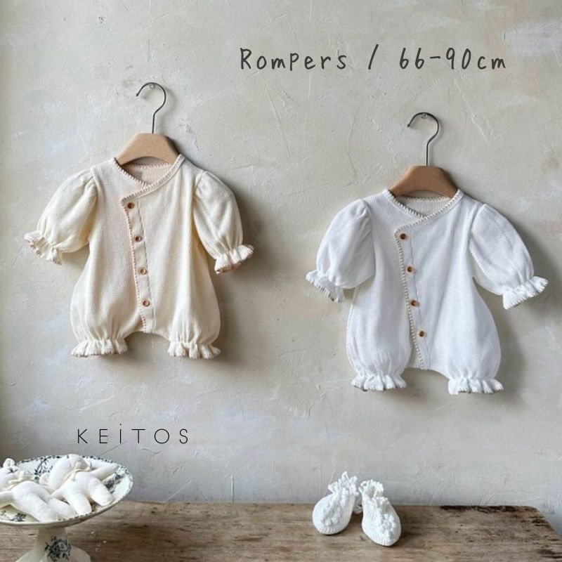 Rakuten - ワッフル地 前開き ロンパース 新生児 ルームウエア カジュアル ベビー服 子供服 66cm/73cm/80cm/90cm【予約商品】【納期7～10日程度】