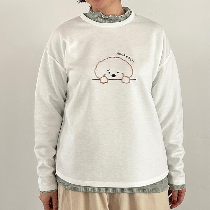 Rakuten - Keitto 刺繍プルオーバー インナー 2色展開 2点セット カジュアル 日常着 大人カジュアル レディース春服 レディース服 新作 ナチュラル 楽ちんコーデ