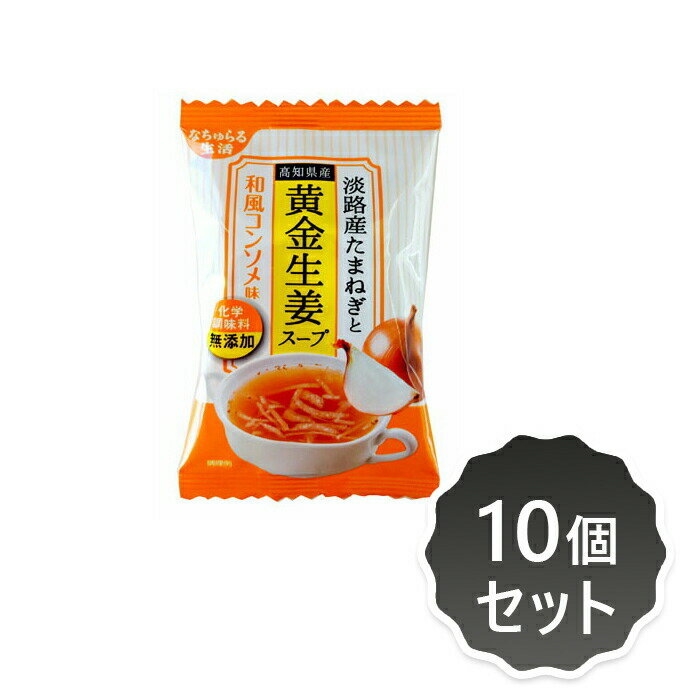 7130374-ko なちゅらる生活 淡路産たまねぎと高知県産黄金生姜スープ 和風コンソメ味9.3g 10個セット【イー・有機生活】【1セットはメール便300円】