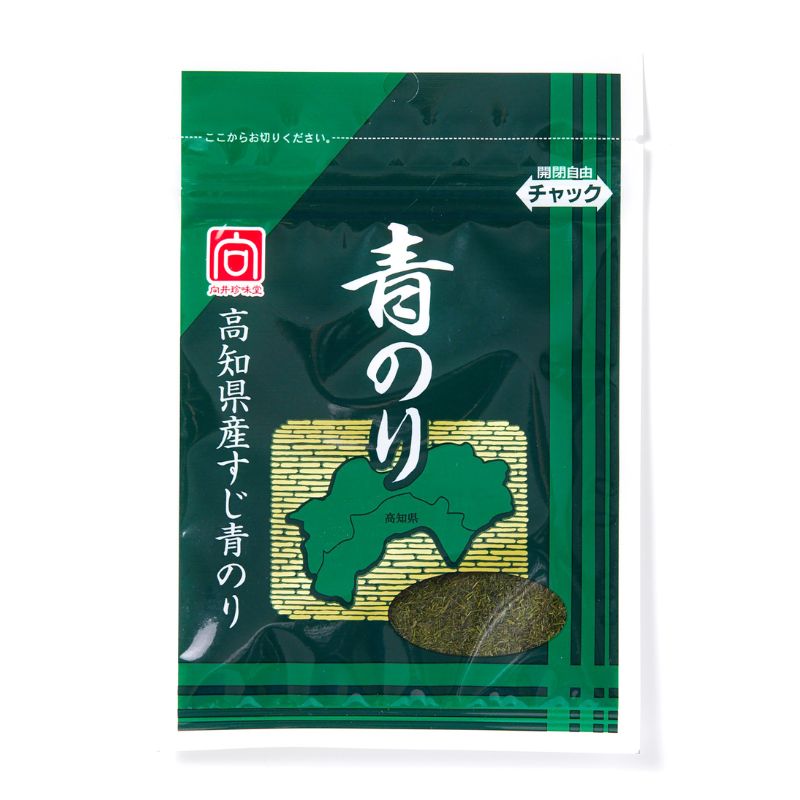★ 商品名 青のり(高知県産) 内容量 2.3g 商品説明 高知産スジアオノリ100% 鮮やかな色合い、やわらかな口どけ ■磯の香りが料理の味を引き立てる ■焼きそば、お好み焼き、とろろ、天ぷらの衣などに 原材料 青のり(高知県) 栄養成分表示 1袋(2.3g)当たり／エネルギー 4kcal／たんぱく質 0.7g／脂質 0.1g／炭水化物 0.9g／食塩相当量 0.2g 保存方法・注意事項 直射日光・高温多湿を避けて保存して下さい。 賞味期限 商品パッケージに記載 販売者 株式会社向井珍味堂 広告文責奈良恵友堂有限会社　連絡先：0743‐53‐1893