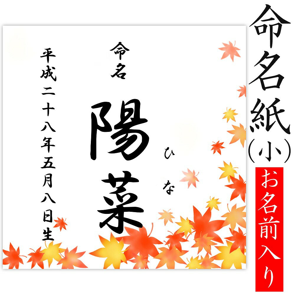 命名紙 用紙のみ デザイン命名紙（もみじ）【命名書台紙（小）専用】赤ちゃん 命名書 命名紙かわいい おしゃれ 代筆をお考えの方に人気用紙 お七夜 命名式 お祝い