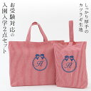 名入れ レッスンバッグ・シューズケースの2点セット ストライプ 赤 リボン入園 入学 受験 オリジナル 刺繍 ハンドメイドお名前 受験 訪問 面接通学・習い事 ...