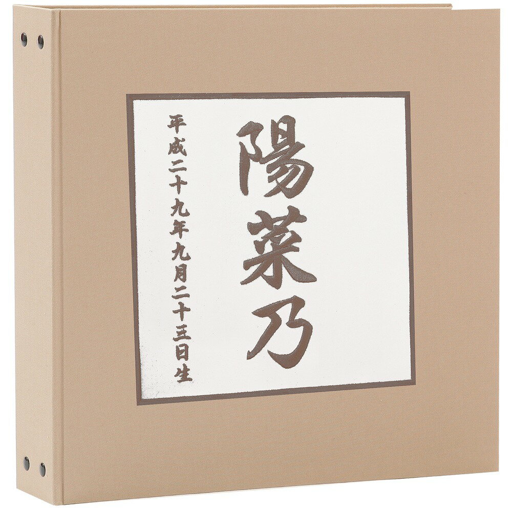 赤ちゃん　ベビー　アルバム【漢字 名入れ 表紙色ベージュ 中シート白色】お名前　刺繍　ポケットアルバム 360枚（シート追加で最大720枚収納）名前　誕生日が表紙に刺繍で入る出産祝いにぴったり