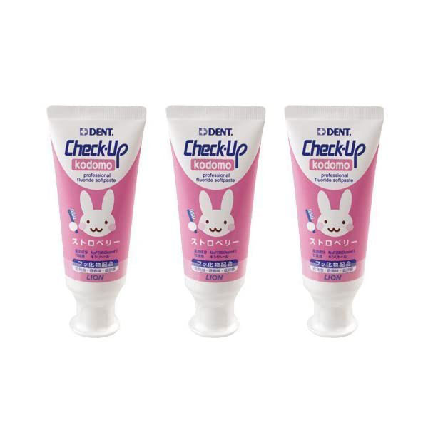 【対象商品PT10倍開催中】 ライオン DENT. チェックアップ ストロベリー 3本 60g/本 【送料無料】【最安値挑戦中】