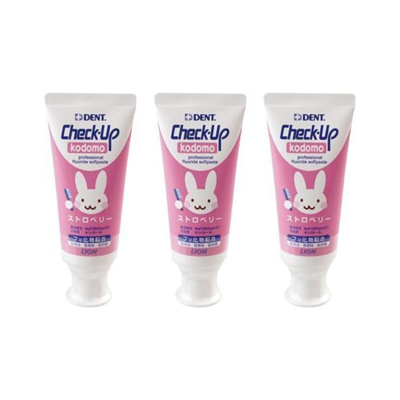 【対象商品PT10倍開催中】 ライオン DENT. チェックアップコドモ 60g ストロベリー x 3本 【送料無料】【最安値挑戦中】