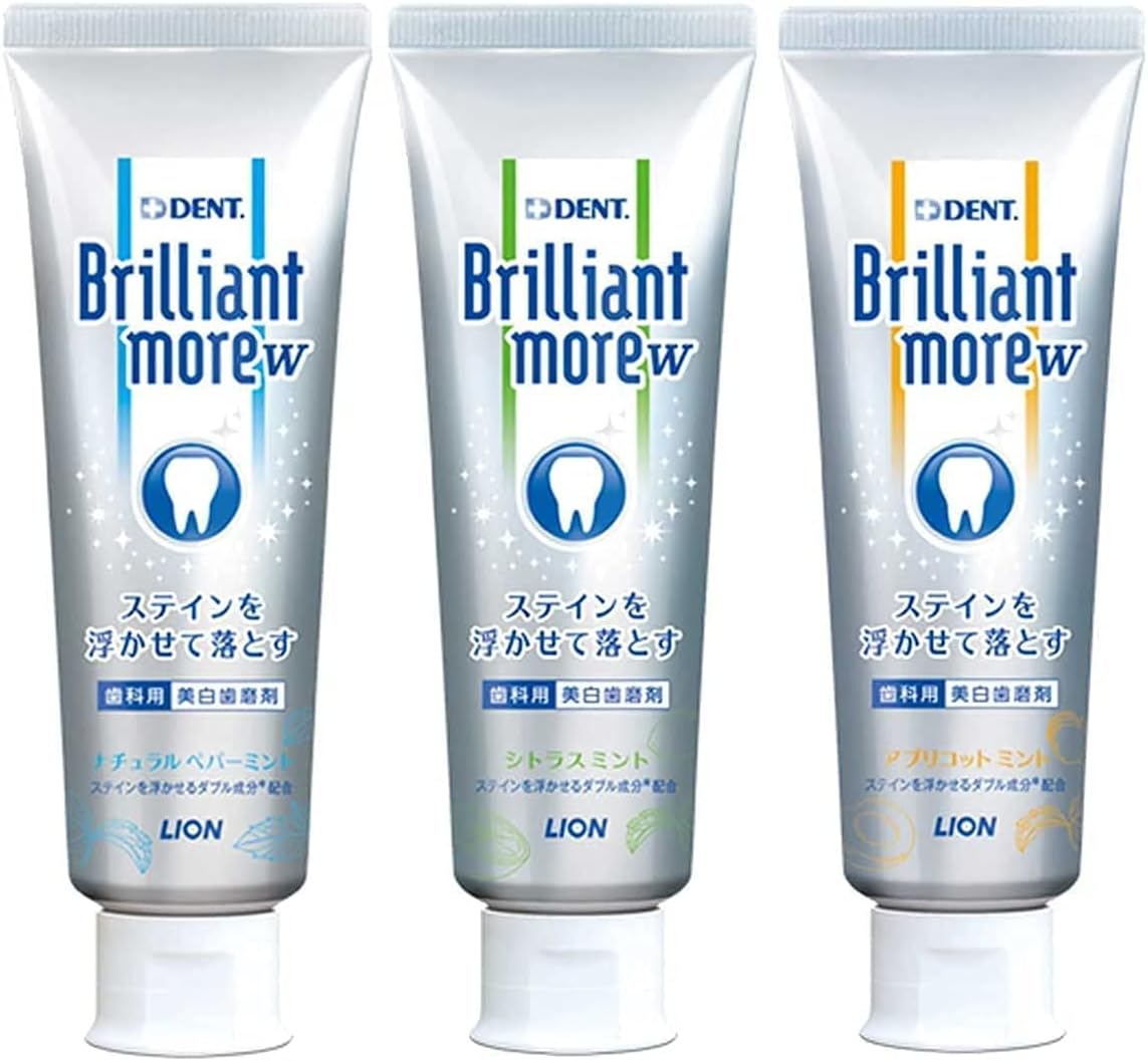 【対象商品PT10倍開催中】 ライオン DENT. ブリリアントモア ダブル ナチュラルペパーミント・アプリコットミント・シトラスミント 90g 各1本 ホワイ...