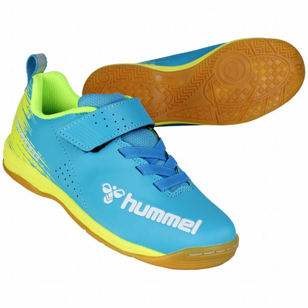 ジュニア プリアモーレ 6 V IN Jr.　サックス×フラッシュイエロー　【hummel|ヒュンメル】ジュニアフットサルシューズhjs5122-7532