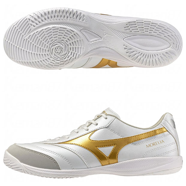 モレリア SALA PRO IN スーパーホワイトパール×ゴールド 【MIZUNO|ミズノ】フットサルシューズq1ga261350